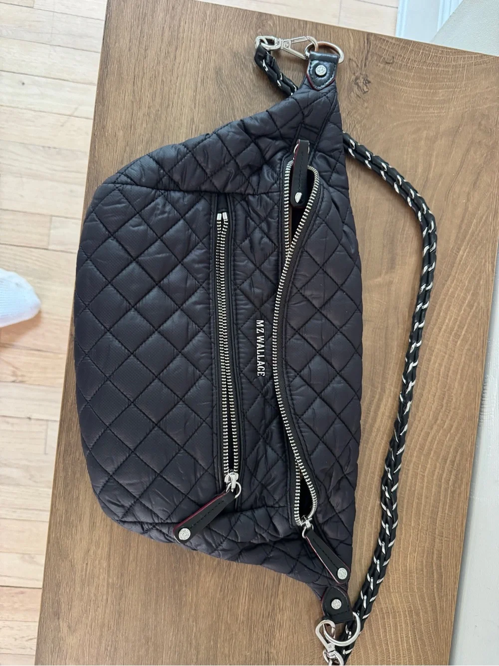 MZ Wallace Crosby Black Quilted Crossbody Belt Bag - Picture 4 of 9